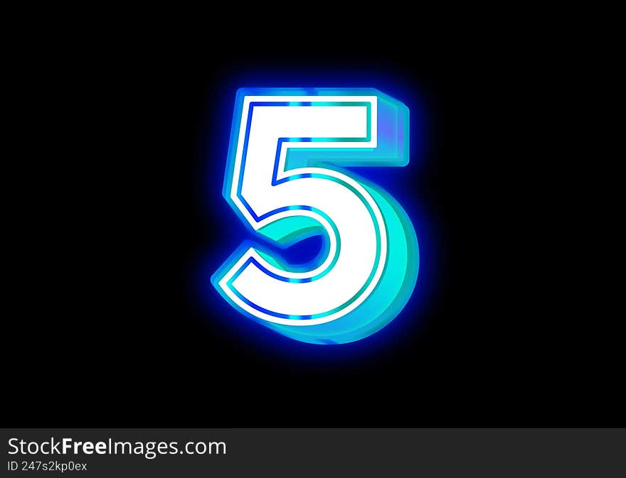 Number 5 neon effect abstract design