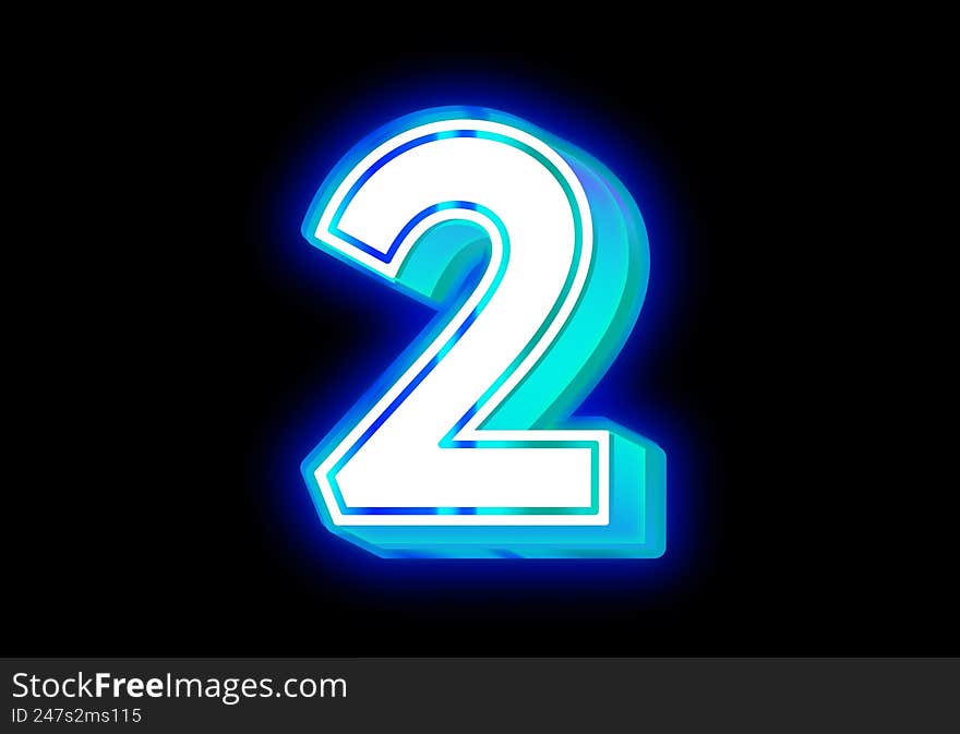 Number 2 neon effect abstract design