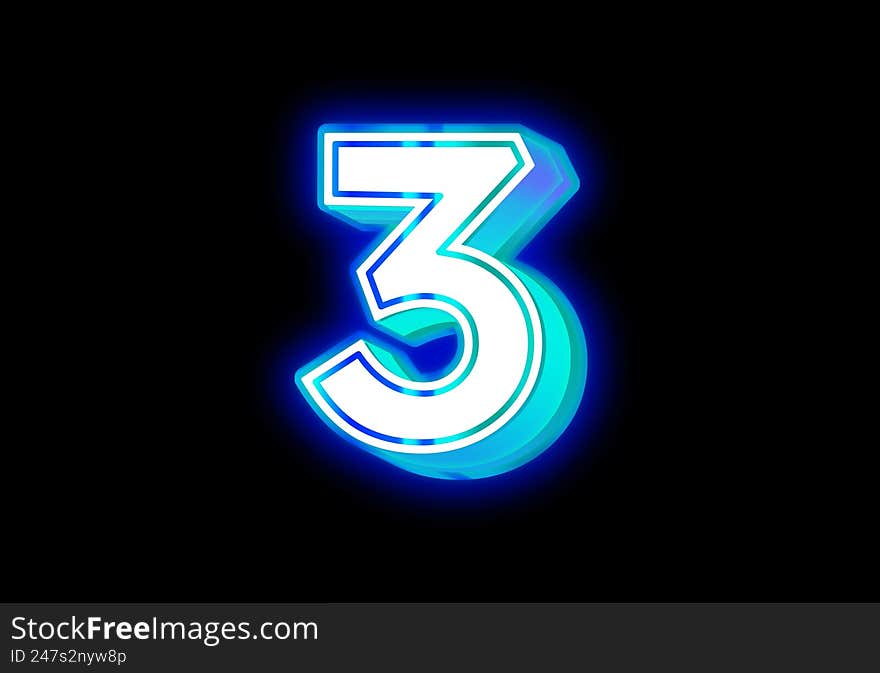 Number 3 neon effect abstract design