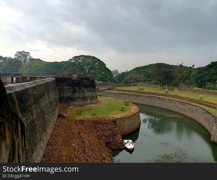 Side view of a Tipusultan Fort with trench