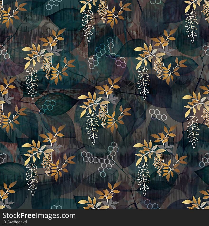 botanical leaves seamless pattern, for textile print , abstract background