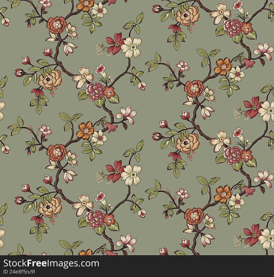 floral all over repeat design pattern and good colour combinations
