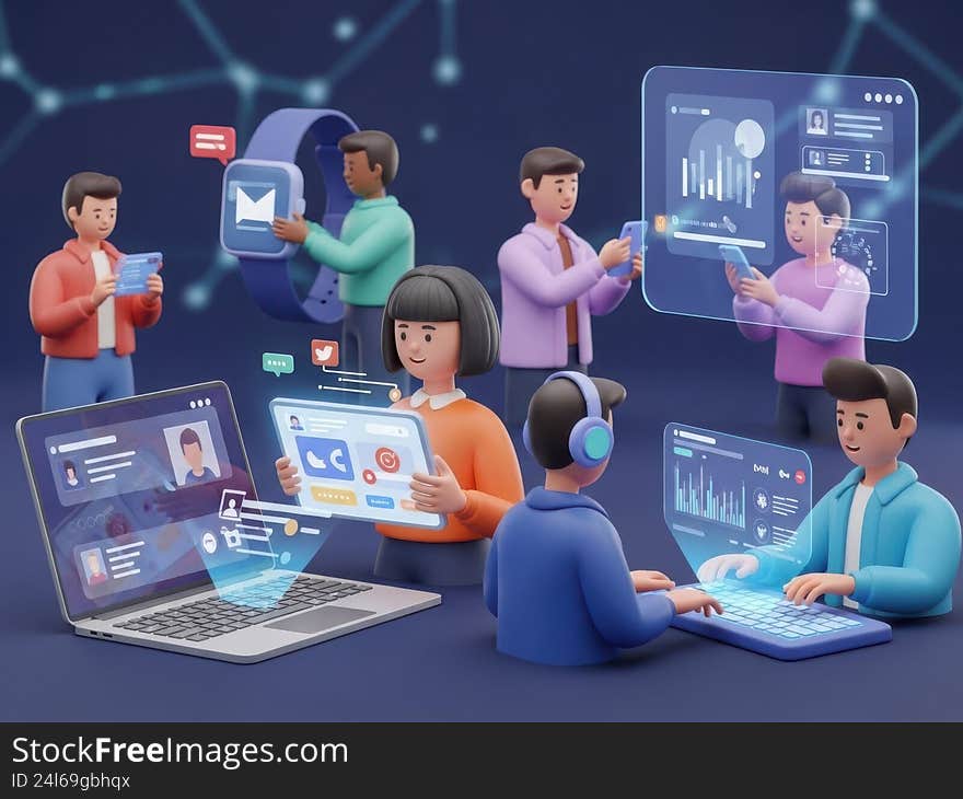 Team collaboration in digital workspace. Team collaboration in digital workspace