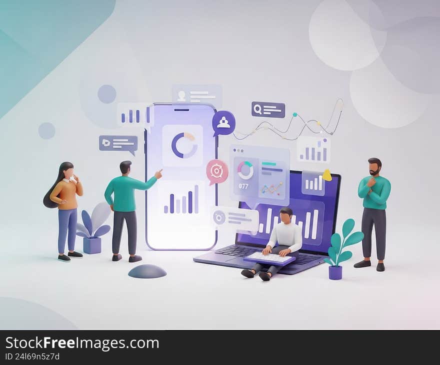 Team collaborating on digital project with data visualization. Team collaborating on digital project with data visualization