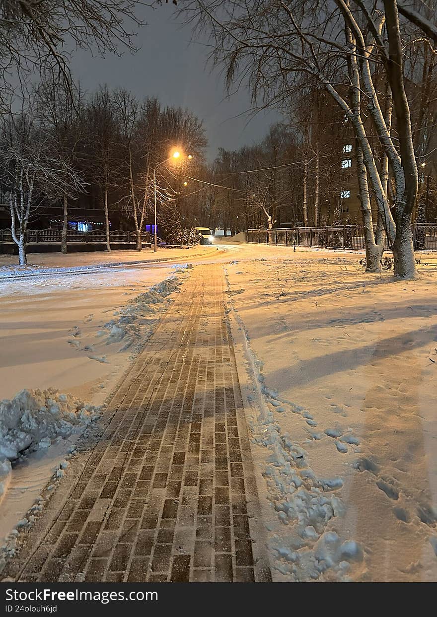 Snowy road on the way home