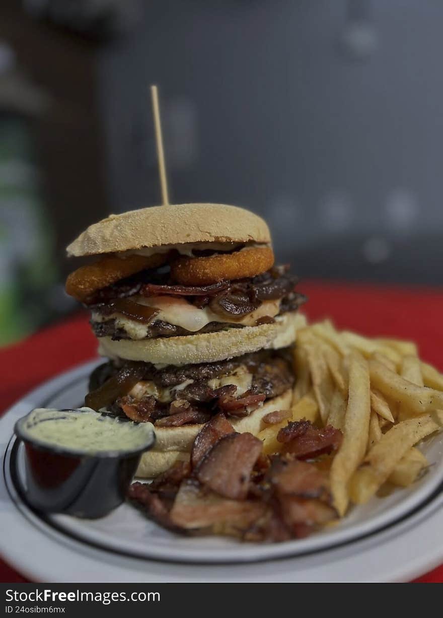 Delicious gourmet picanha burger ready to eat