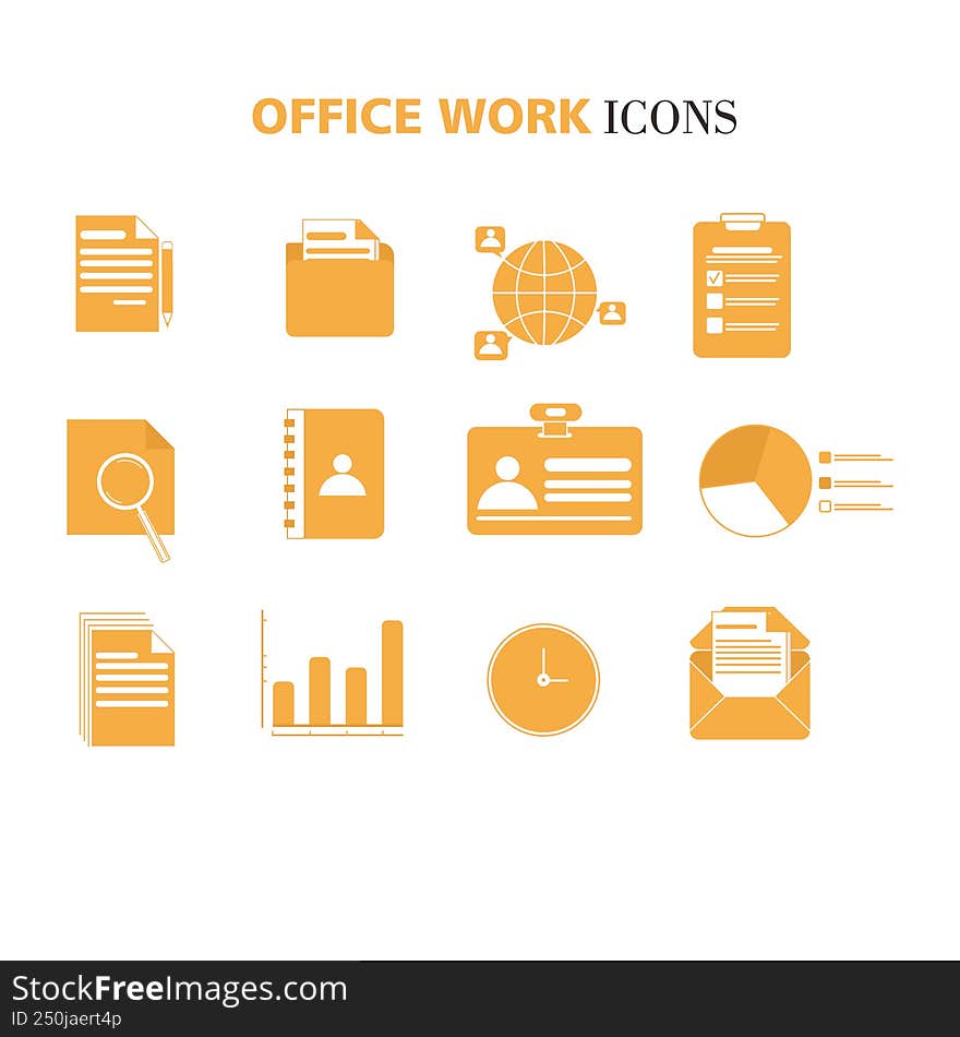 Office Work Icons Set Illustratrion