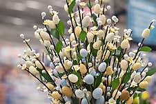 Easter Decorative Branches With Pastel Eggs Royalty Free Stock Photos