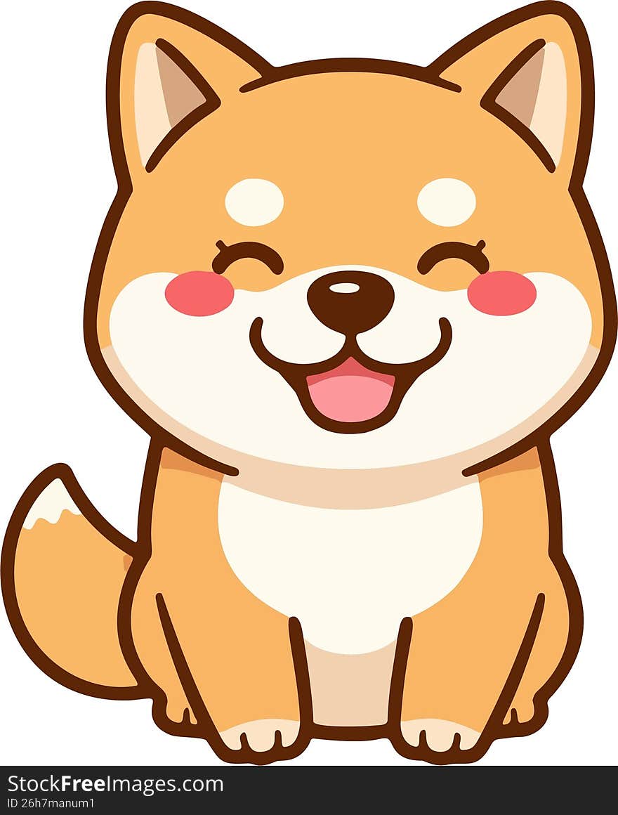 Adorable Shiba Inu showing a big, happy smile.