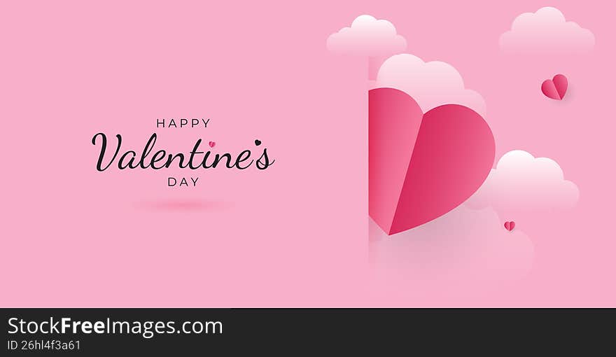 Happy valentine day on pink background filling with hearts. Love, Vector platform. Abstract mockup product display. Minimal scene