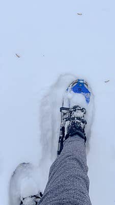 A Crisp, High-contrast Shot Of Modern All-terrain Snowshoes Resting On A Bed Of Untouched, Glittering Powder Snow. The Image Highl Royalty Free Stock Photos